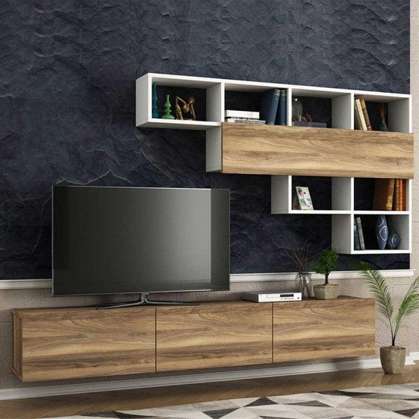 ترابيزة تليفزيون قطعتين بمساحات تخزين 30X 180 سم -TRA74